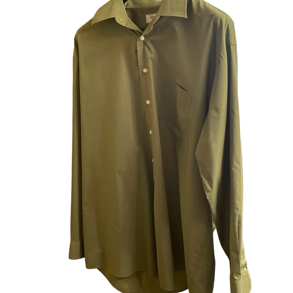 Kings Court 18 neck 37/38 sleeve olive green Dress shirt NICE!